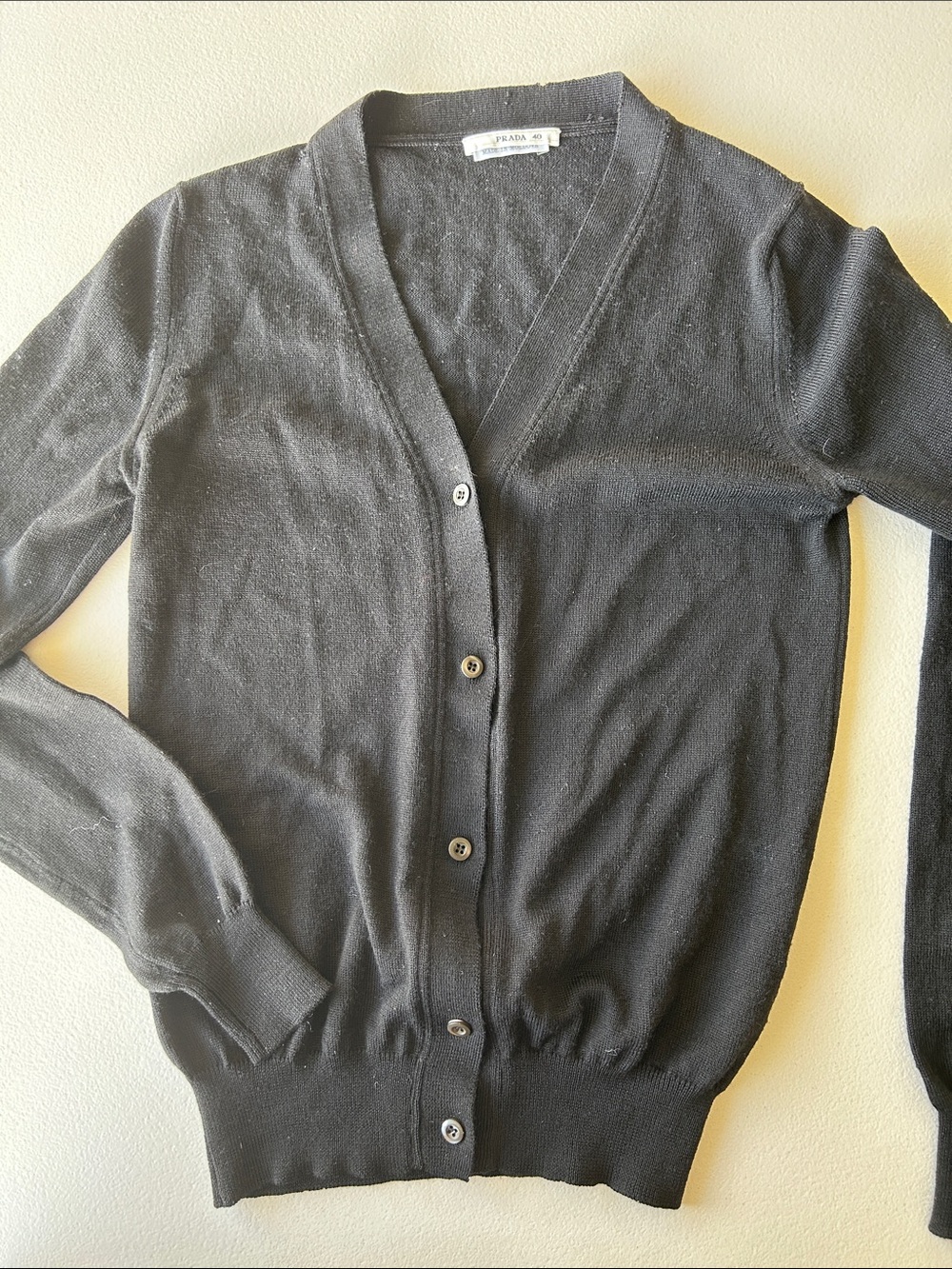 Prada Women's Black V-Neck Button-Up Cardigan